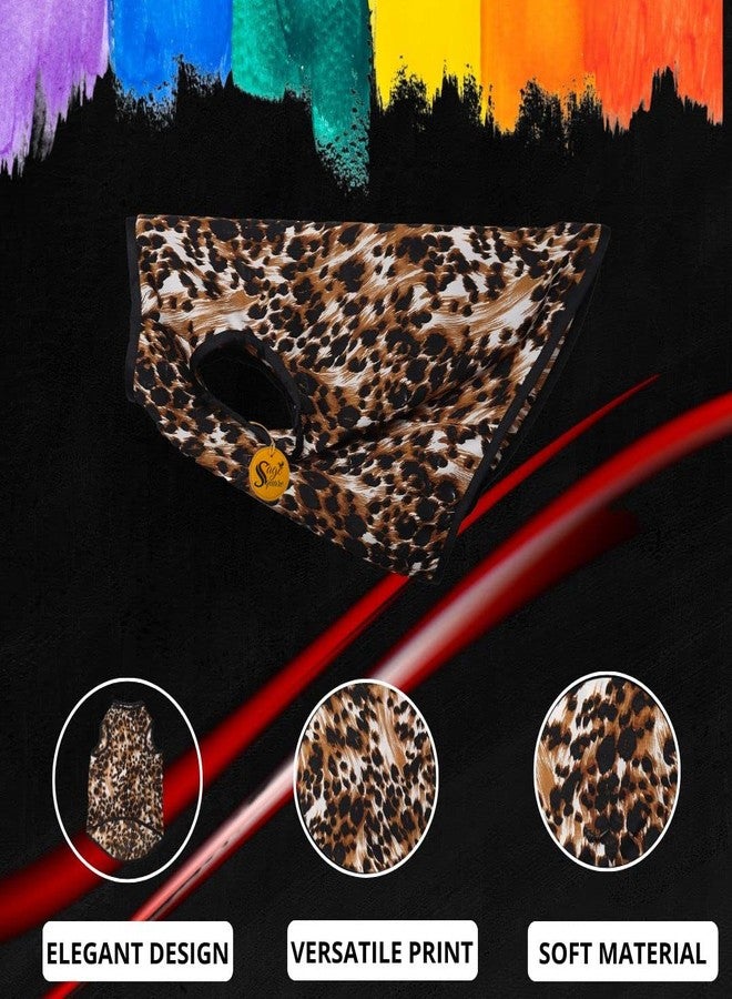 سايج سكوير تيشيرت للكلاب من Sage Square، مصنوع من خامة ناعمة ومرنة | تصميم عصري وجذاب للحيوانات الأليفة | خفيف الوزن وناعم | ملابس مريحة وجيدة التهوية للكلاب | طقم صدرية أنيق (صغير - 14 بوصة) (بنقشة جلد النمر) - Image 3